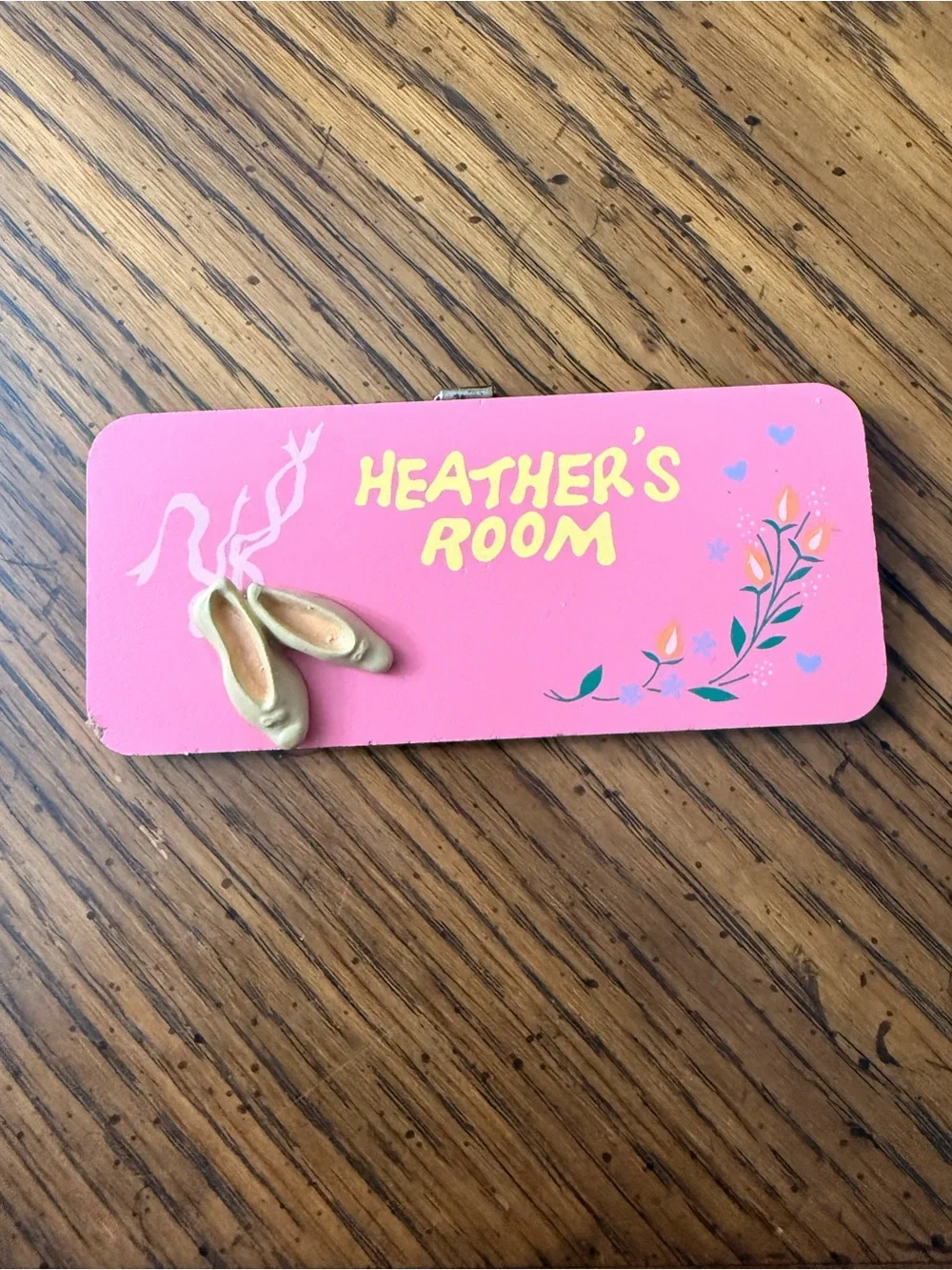 'Heather's Room' Russ  Name Sign with Ballet Slippers  & Flowers, 5